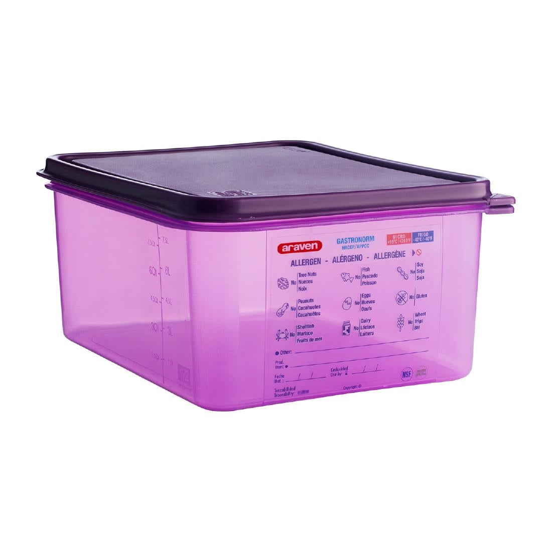 Araven Allergen Polypropylene 1/2 Gastronorm Food Container Purple 10Ltr