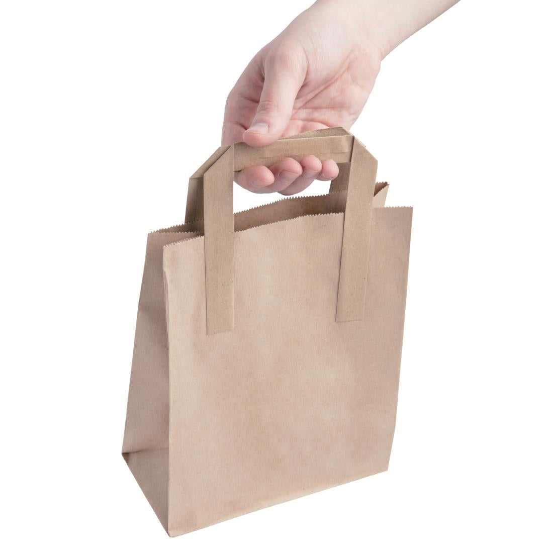 Fiesta Recyclable Flat Handle Brown Paper Bags Small (250 Pack)