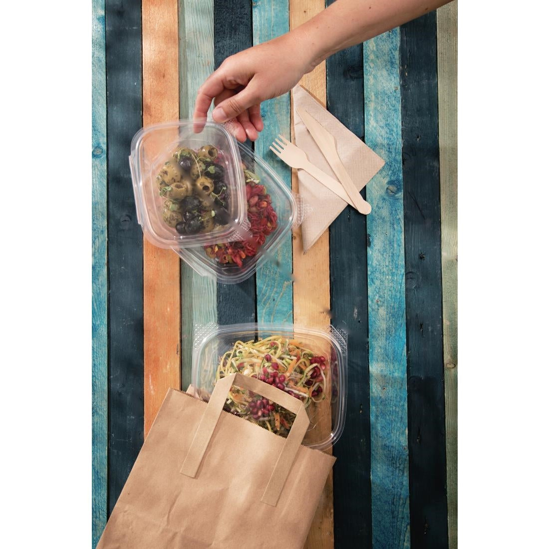 Fiesta Recyclable Flat Handle Brown Paper Bags Small (250 Pack)