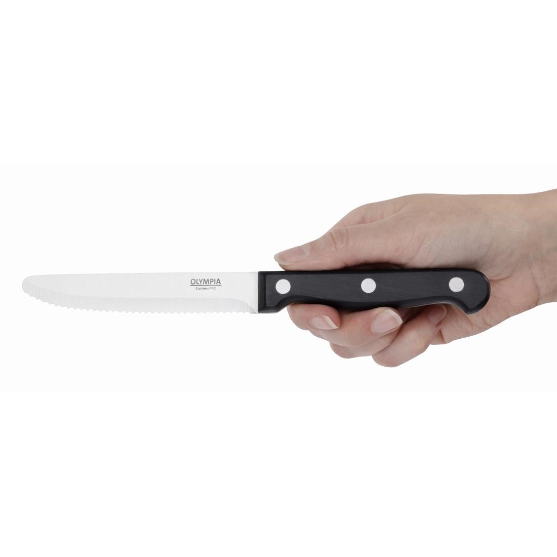Olympia Taverna Rounded Steak Knives with Black Handles (12 Pack)