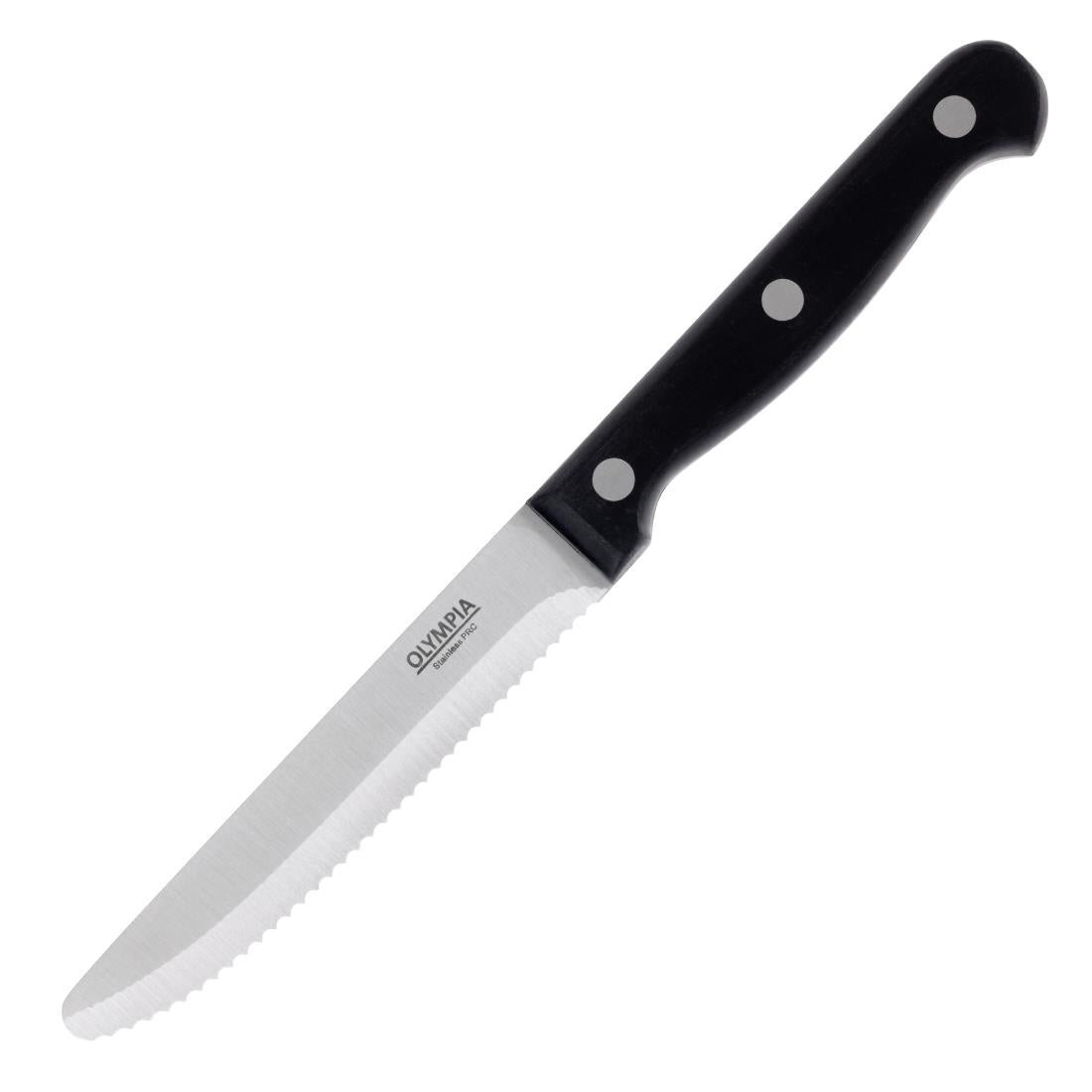 Olympia Taverna Rounded Steak Knives with Black Handles (12 Pack)