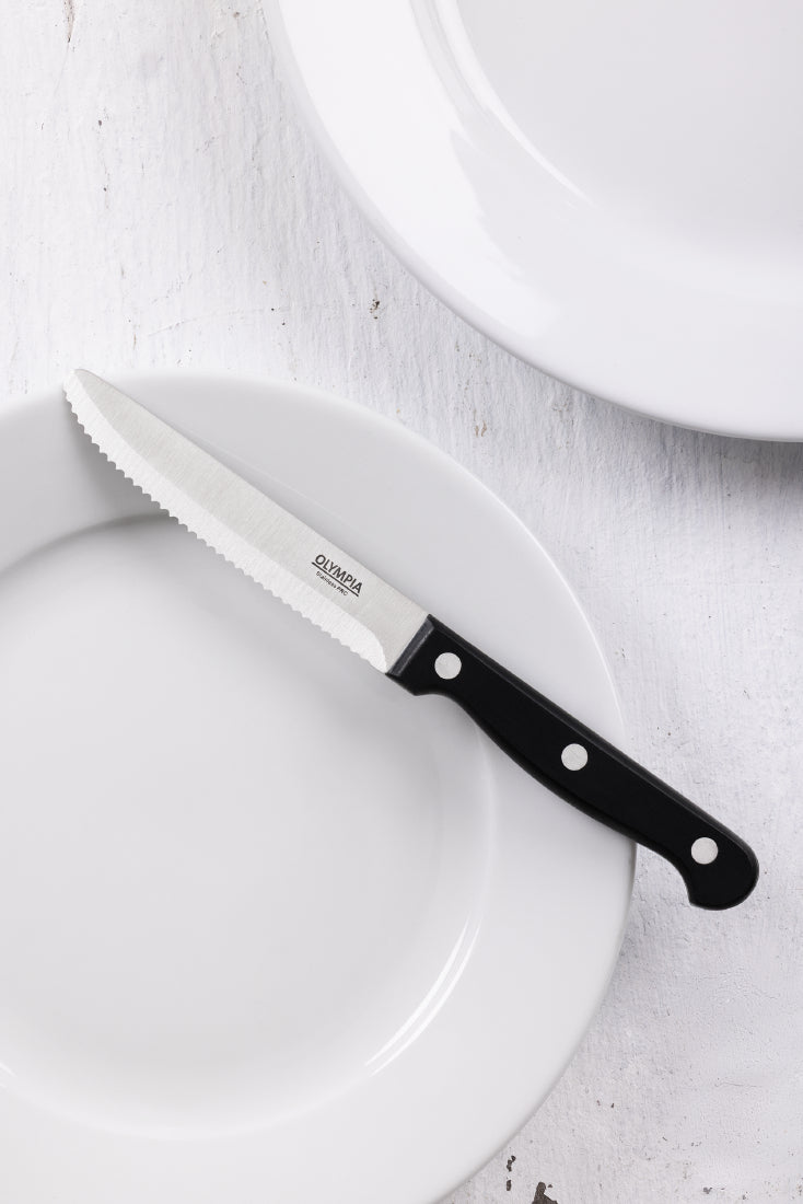 Olympia Taverna Rounded Steak Knives with Black Handles (12 Pack)