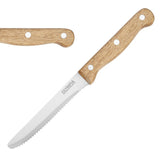 Olympia Rounded Steak Knives with Acacia Wood Handles 110mm (12 Pack)
