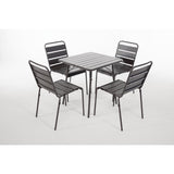 Bolero Amalfi Slatted Square Steel Folding Table Grey 700mm