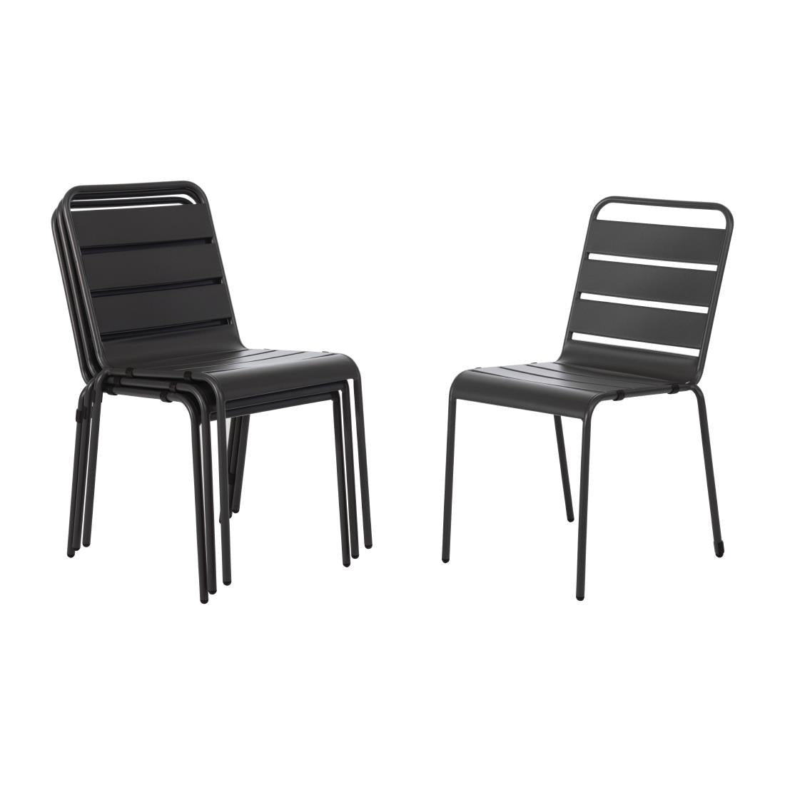 Bolero Amalfi Slatted Steel Side Chairs Grey (4 Pack)