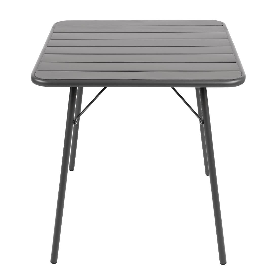 Bolero Amalfi Slatted Square Steel Folding Table Grey 700mm