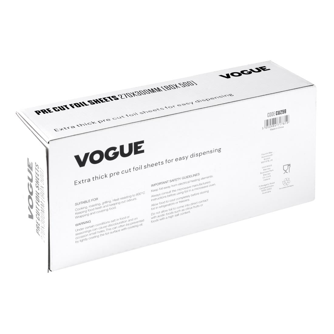 Vogue Aluminium Foil Sheets 270x300mm (500 pack)