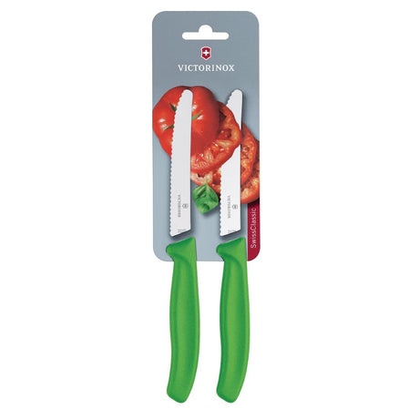 Victorinox Serrated Tomato/Utility Knives 11cm Green (2 pack)