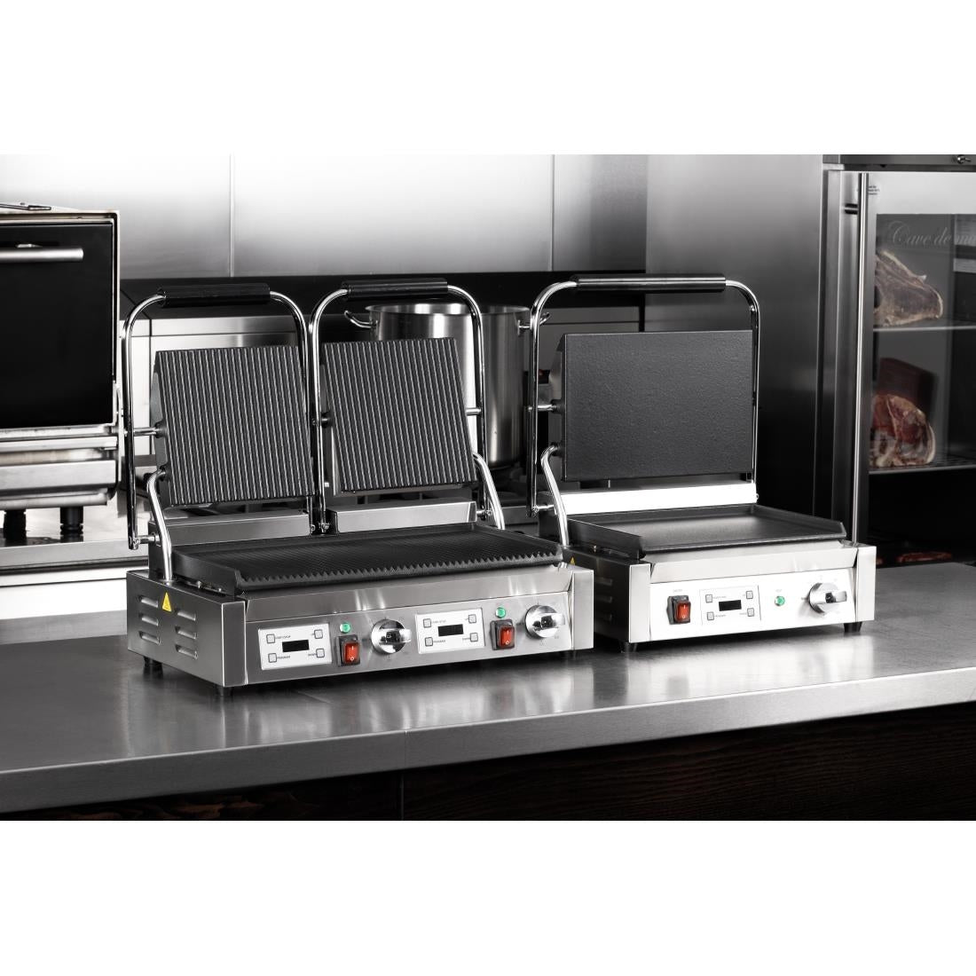 Buffalo Double Contact Grill Ribbed Plates