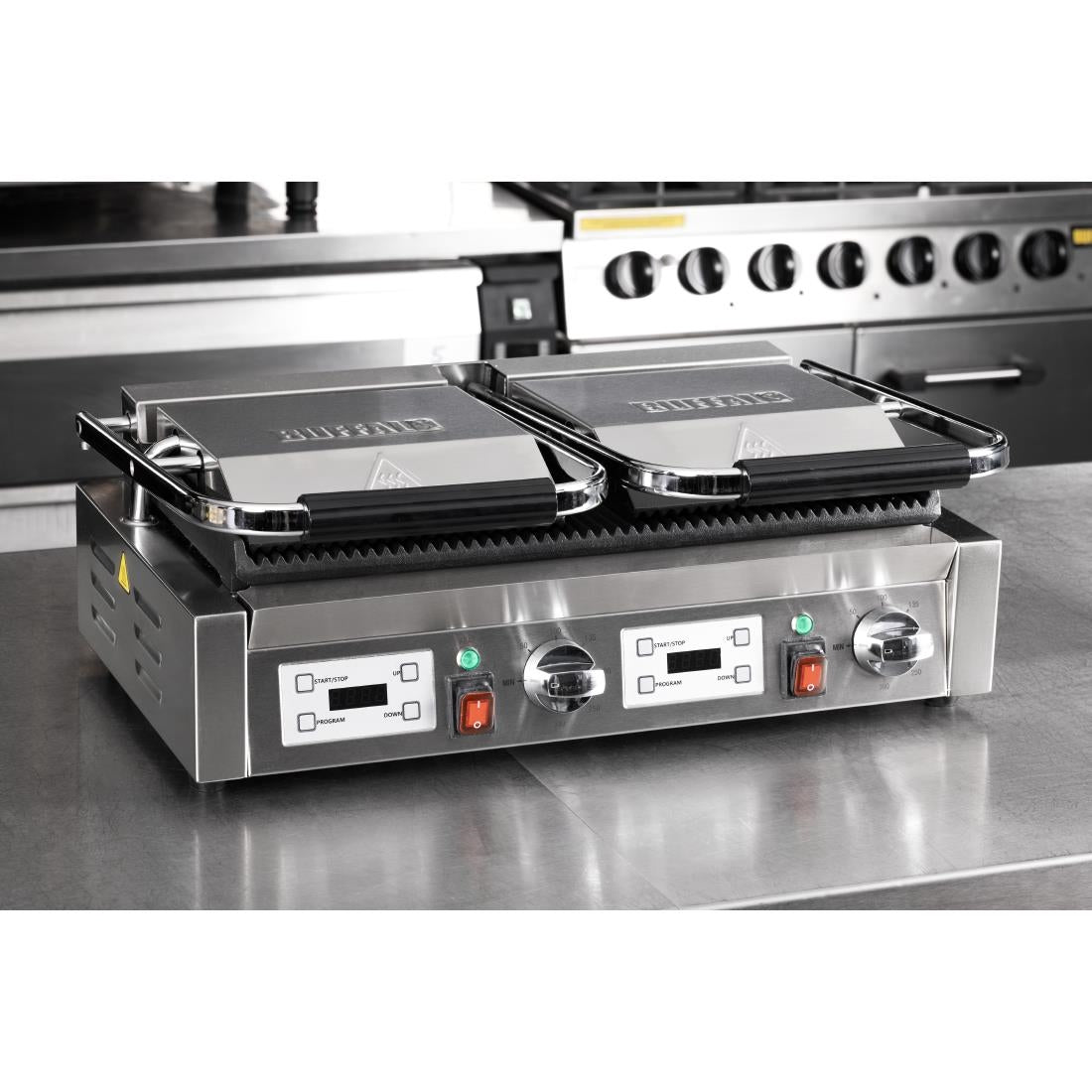 Buffalo Double Contact Grill Ribbed Plates