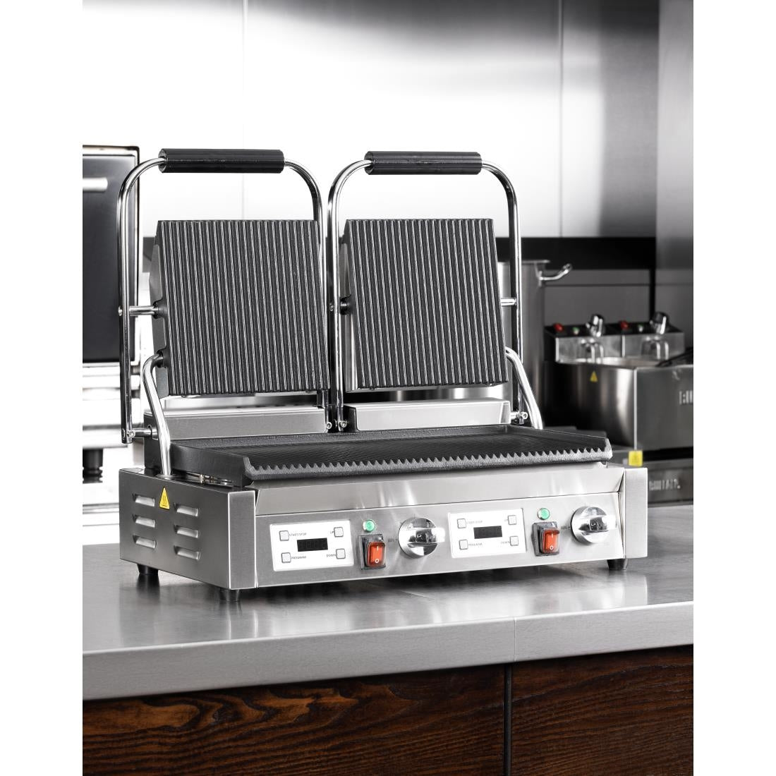 Buffalo Double Contact Grill Ribbed Plates