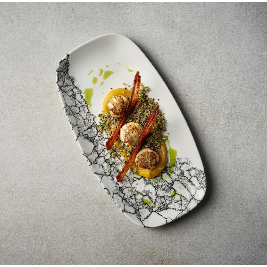 Churchill Kintsugi Accents Chefs Oblong Plates Quartz Black 298x153mm (12 Pack)