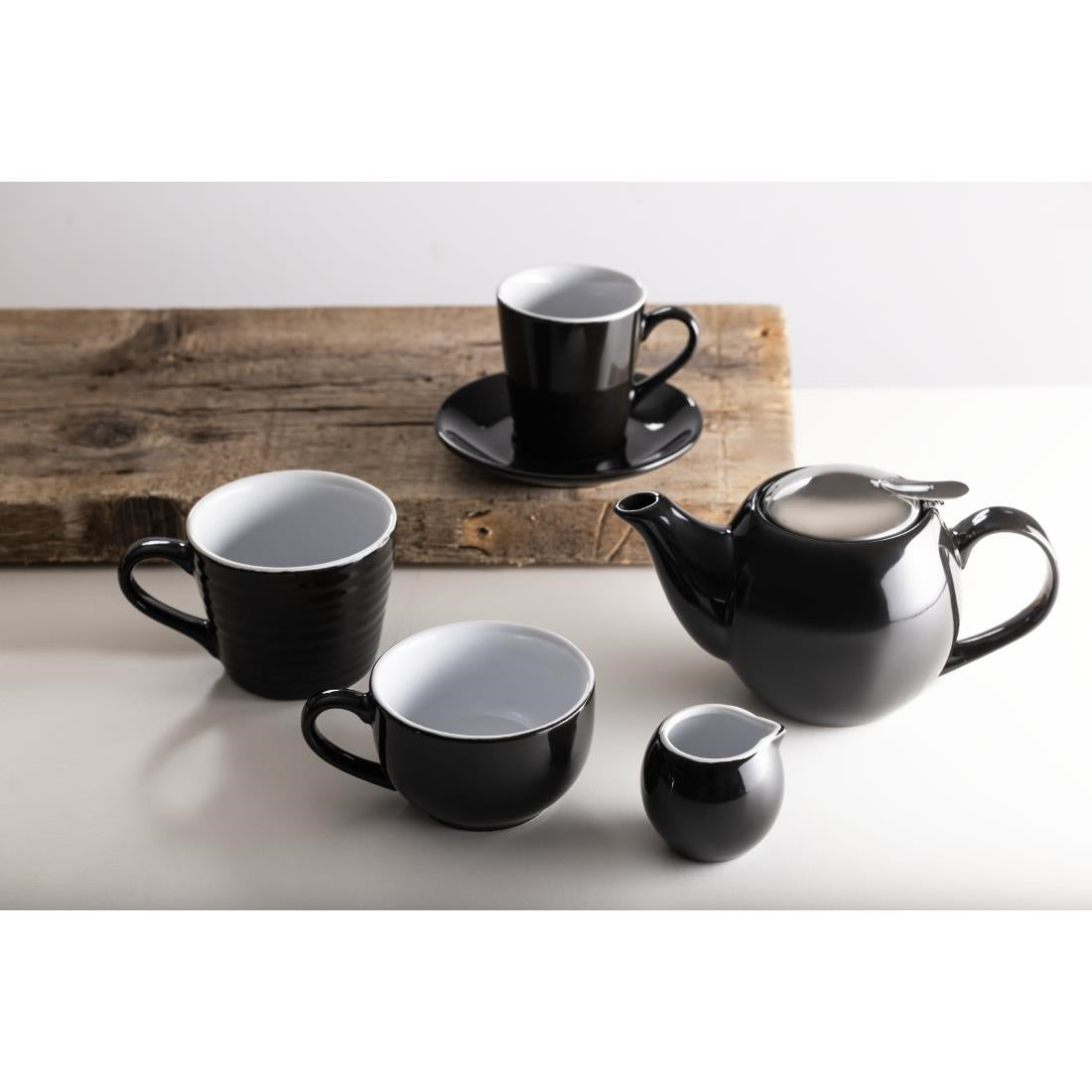 Olympia Cafe Flat White Cups Black 170ml (12 Pack)