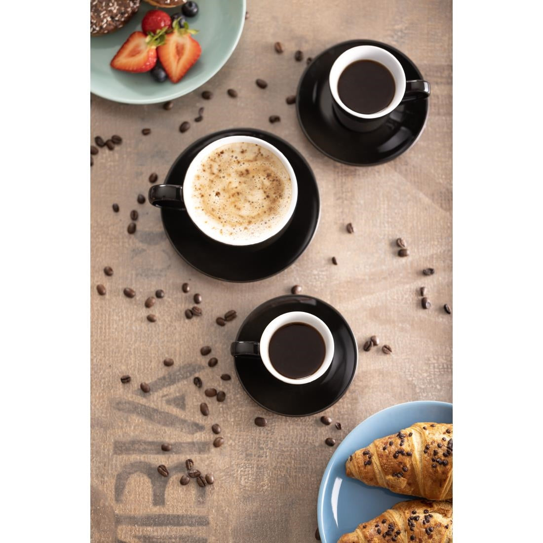 Olympia Cafe Flat White Cups Black 170ml (12 Pack)