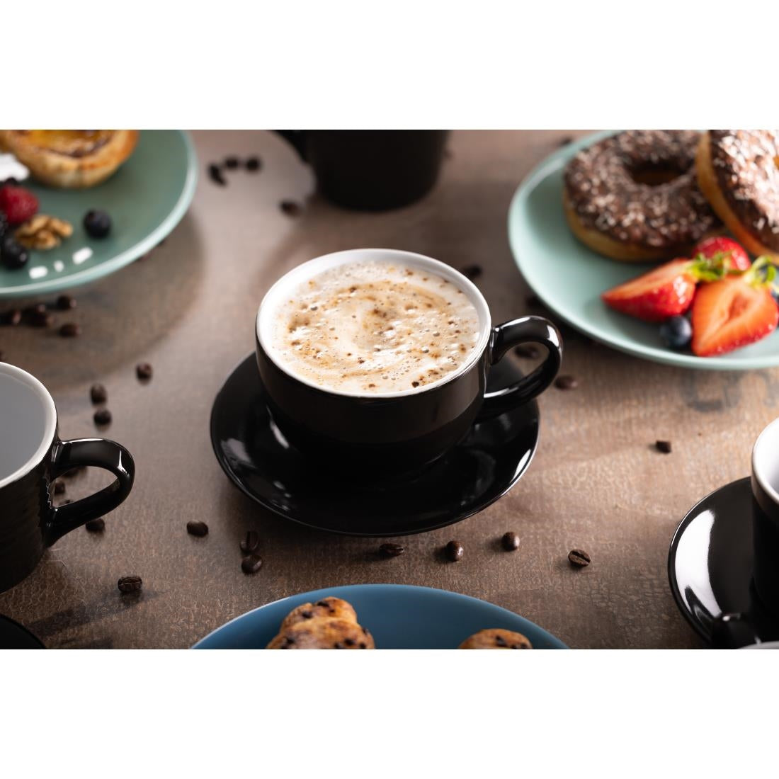 Olympia Cafe Cappuccino Cups Black 340ml (12 Pack)