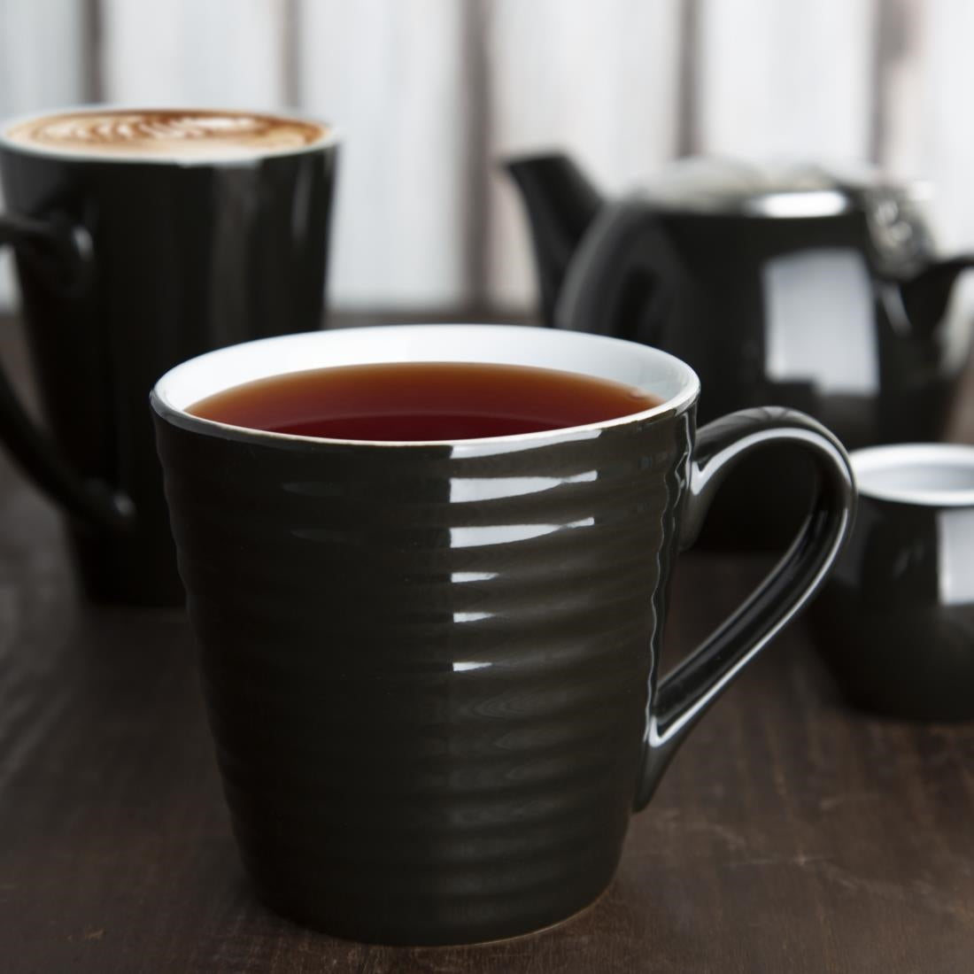 Olympia Cafe Aroma Mug Black - 340ml (6 Pack)