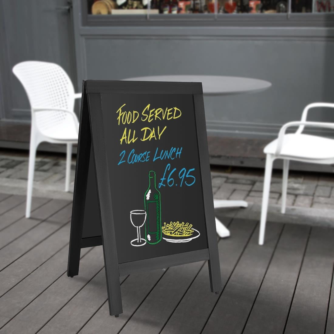Olympia Pavement Board Black Wooden Frame 500x850mm