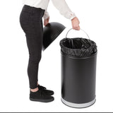 Bolero Bullet Bin with Open Top Lid Black 40Ltr