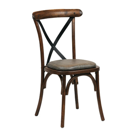 Bristol Dining Chair Vintage with Padded Seat Saddle Ash (2 Pack)