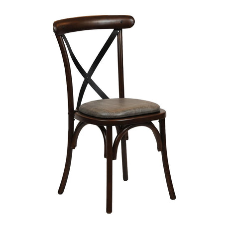 Bristol Dining Chair Dark Walnut with Padded Seat Saddle Ash (2 Pack)