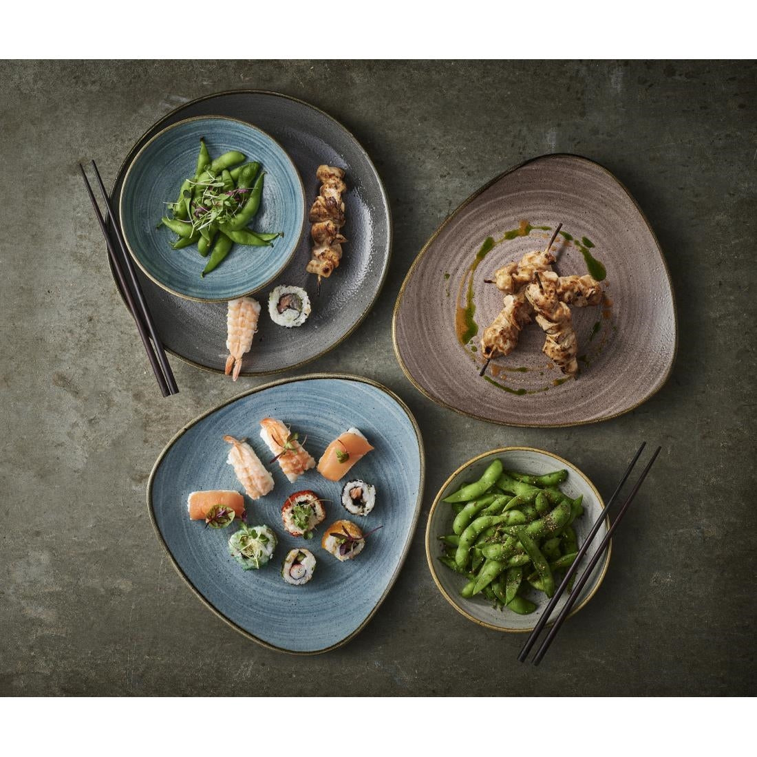 Churchill Stonecast Raw Lotus Plates Teal 254mm (12 Pack)