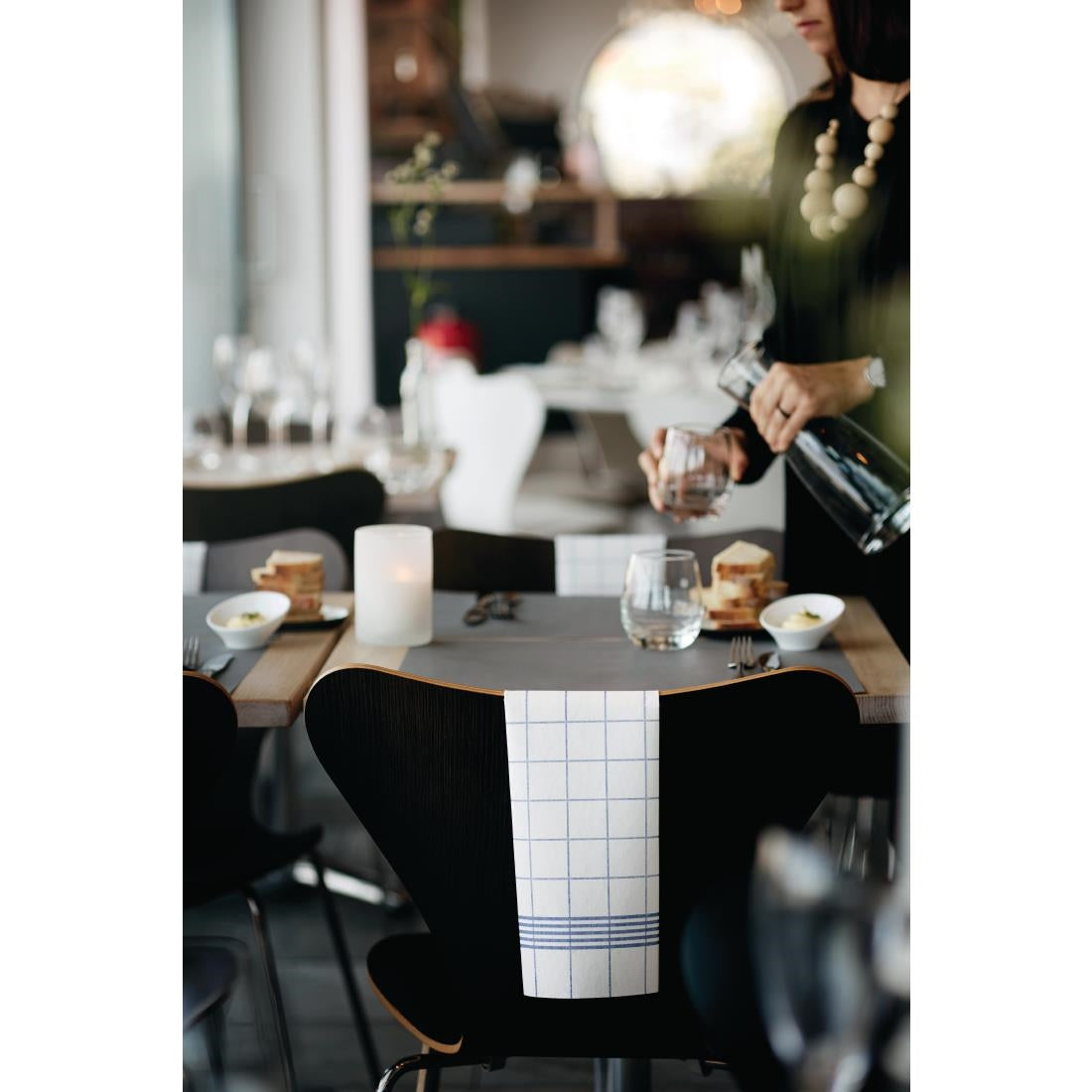 Dunisoft Towel Napkin Blue Check 38x54cm (250 Pack)