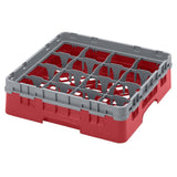 Cambro Camrack Red 16 Compartments Max Glass Height 92mm