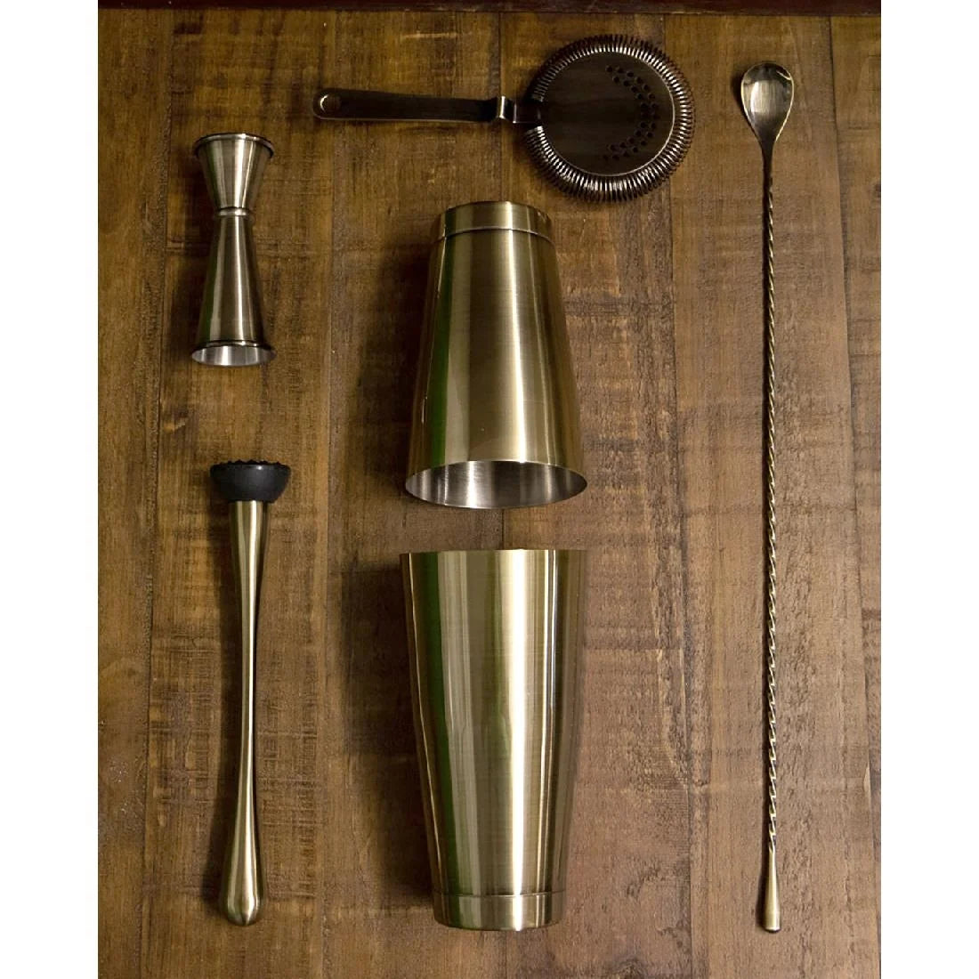 Beaumont Antique Brass Plated Boston Can Set 511/795ml