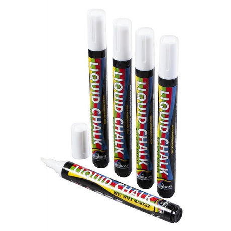 Beaumont Chisel Liquid Chalk Pen White 5mm (5 Pack)