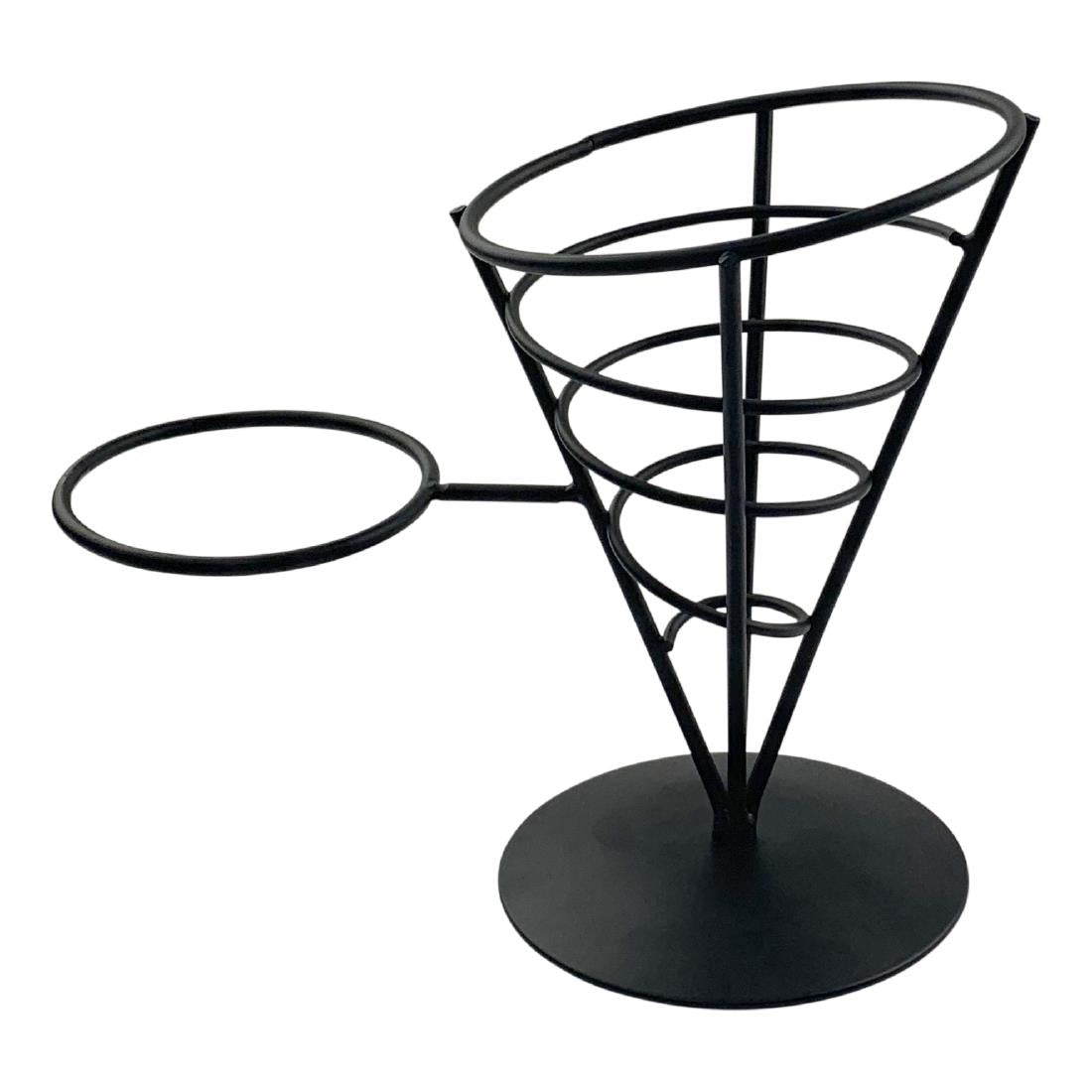 Beaumont Wire French Fry Cone and Ramekin Holder Black