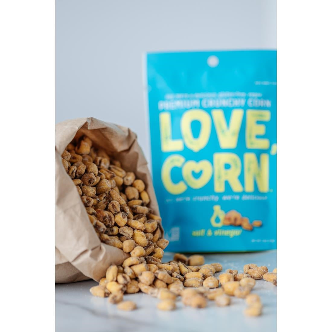 LOVE CORN Salt & Vinegar Crunchy Corn Snack 45g (10 pack)