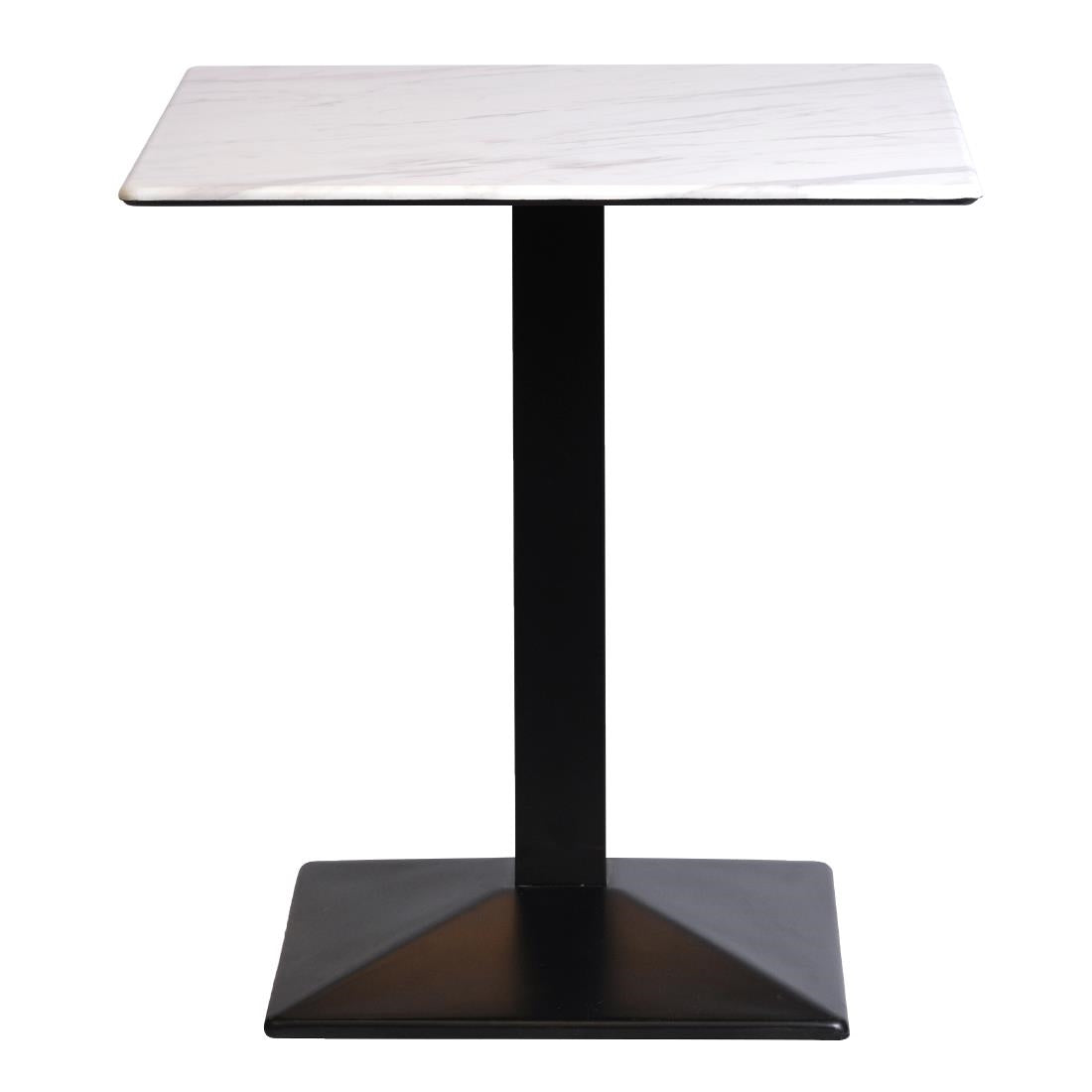 Turin Metal Base 600mm Square Dining Table with Laminate Top in Marble