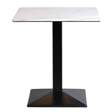 Turin Metal Base 700mm Square Dining Table with Laminate Top in Marble