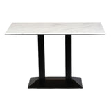Turin Metal Base Rectangle Dining Table with Laminate Top in Marble