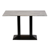 Turin Metal Base Rectangle Dining Table with Laminate Top in Concrete