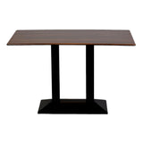Turin Metal Base Rectangle Dining Table with Laminate Top in Walnut