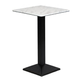 Turin Metal Base 700mm Square Poseur Table with Laminate Top in Marble