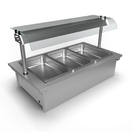 Moffat D3BM Drop-In Bain Marie Dry Heat Model with Curved Glass Open Front Gantry