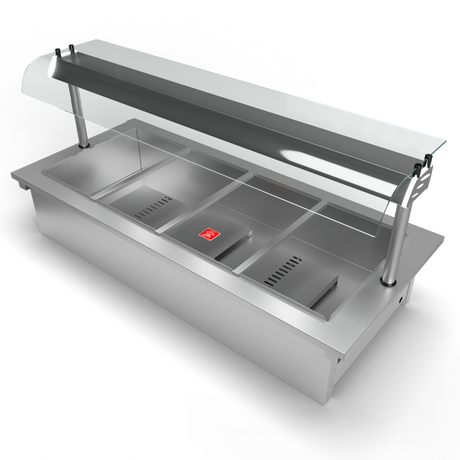 Moffat D4BM Drop-In Bain Marie Dry Heat Model with Curved Glass Open Front Gantry