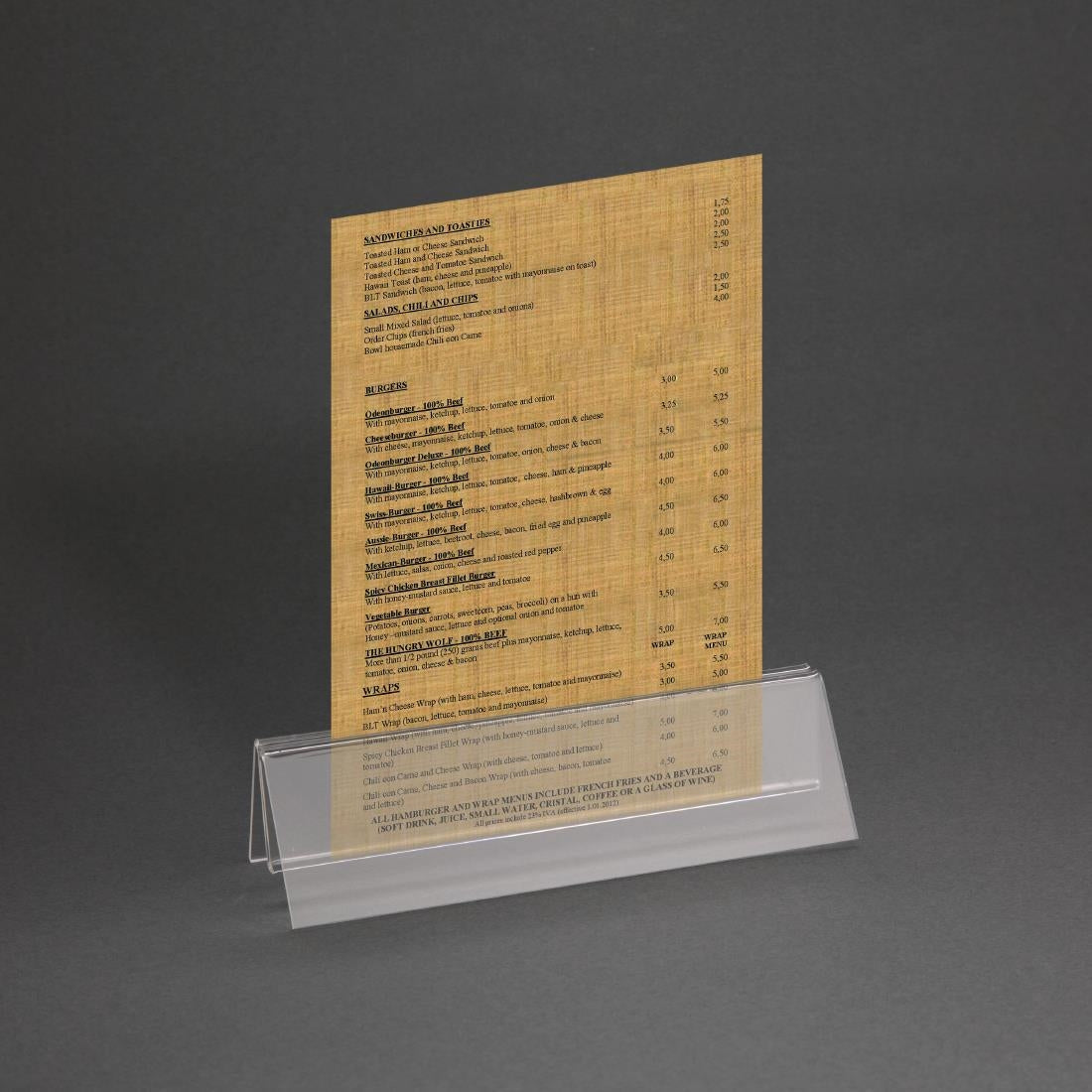 Wide Base Acrylic Menu Holder