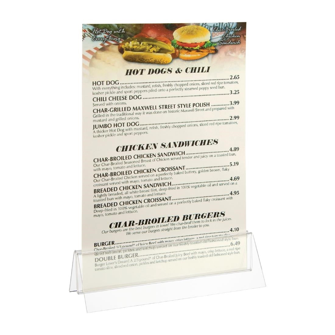Wide Base Acrylic Menu Holder