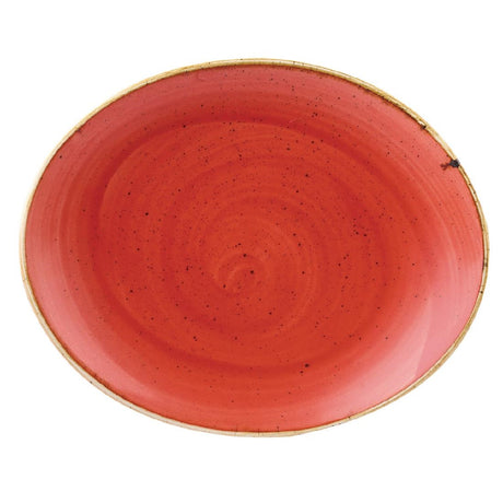 Churchill Stonecast Oval Coupe Plate Berry Red 192mm (12 Pack)