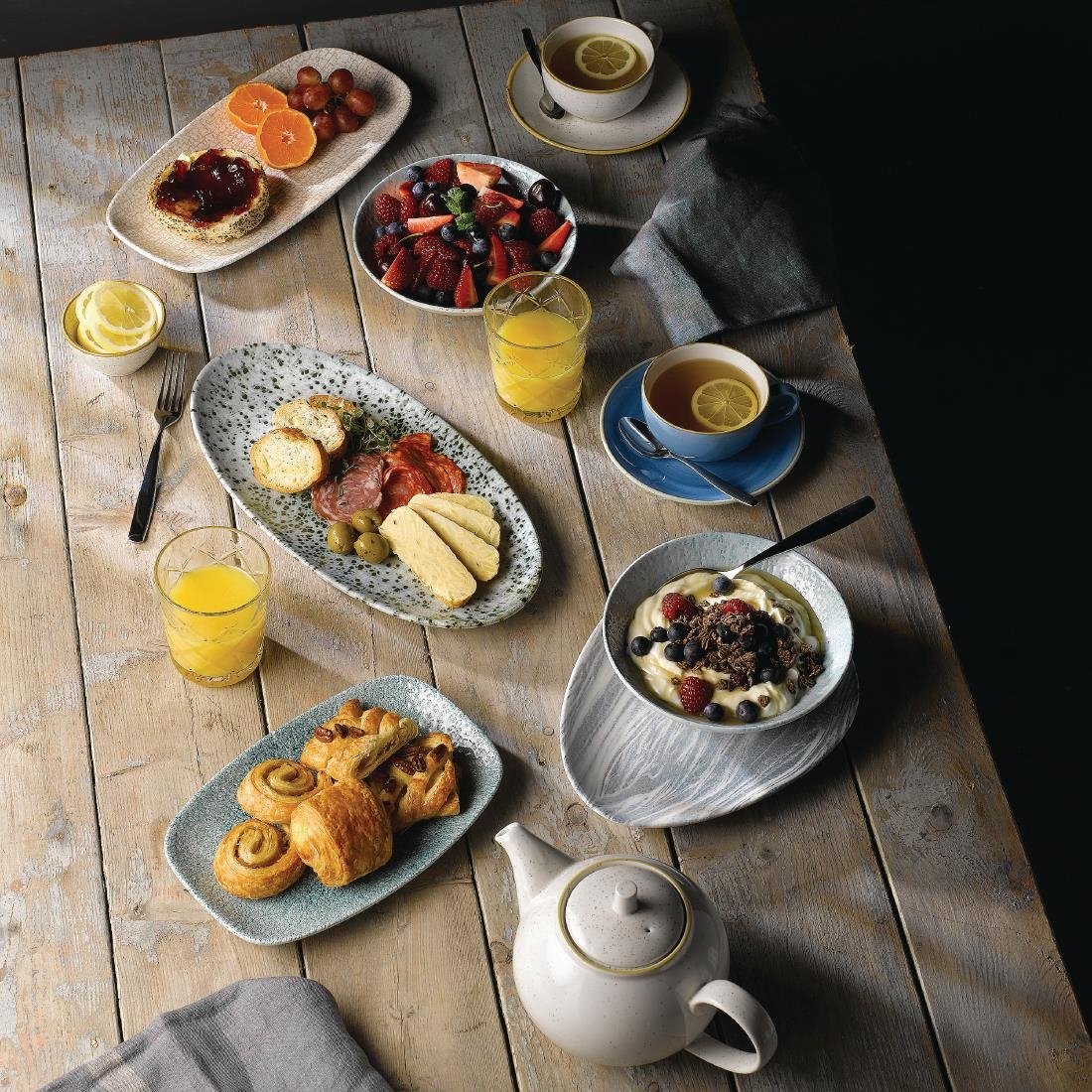 Churchill Raku Oblong Chef Plates Jade Green 202 x 261mm (12 Pack)