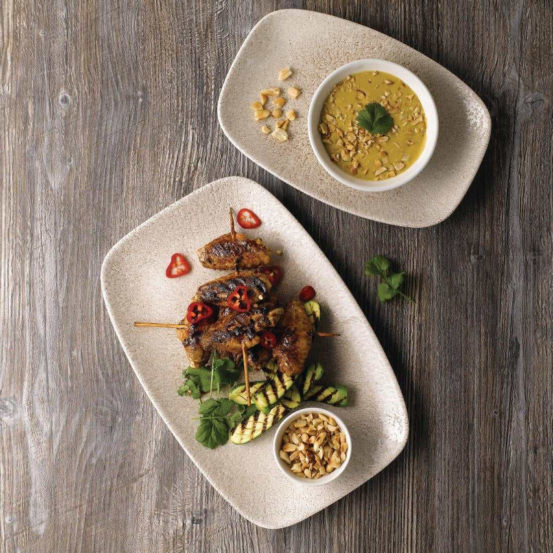 Churchill Raku Oblong Chef Plates Agate Grey 202 x 261mm (12 Pack)