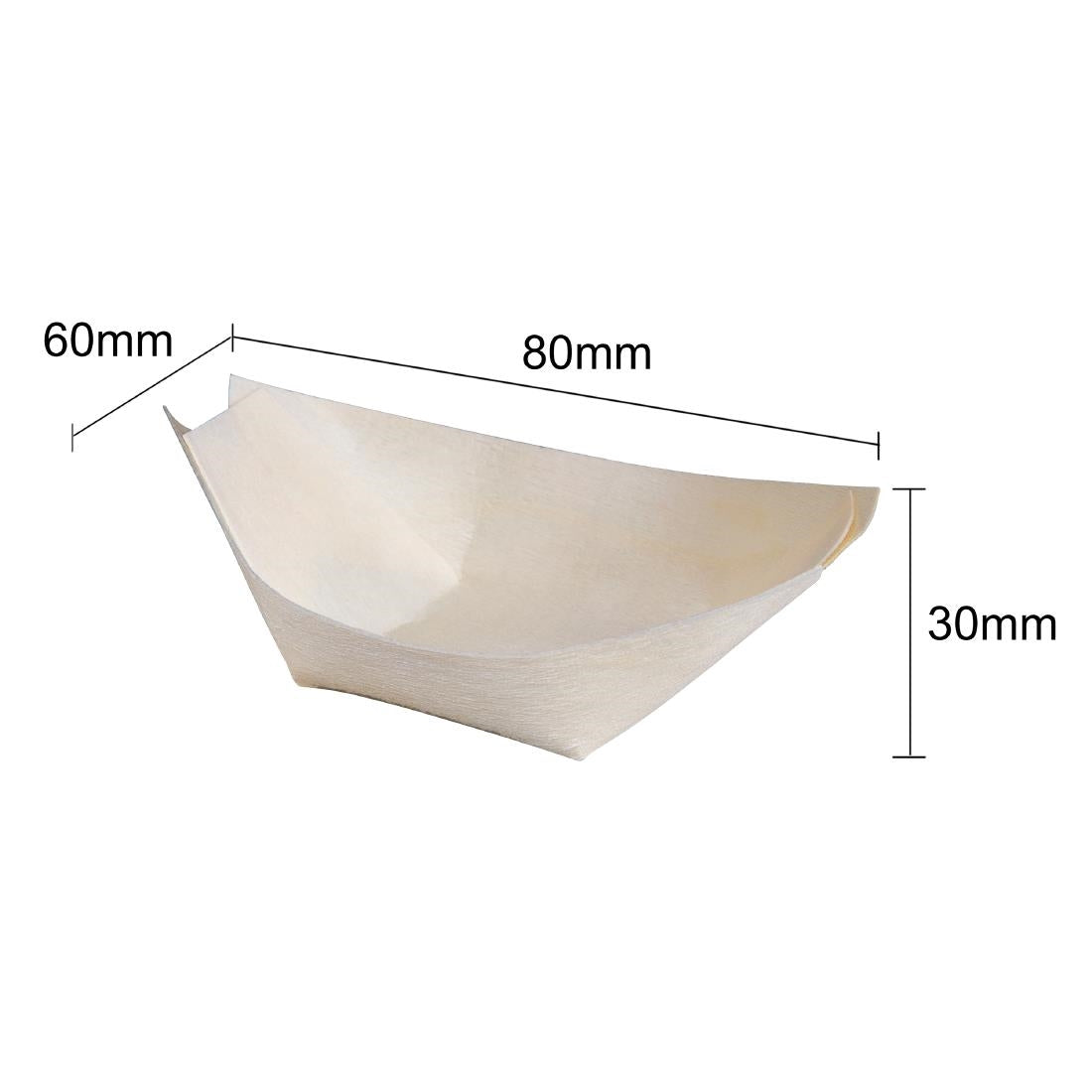 Fiesta Compostable Wooden Sushi Boats Small 80mm (100 Pack)
