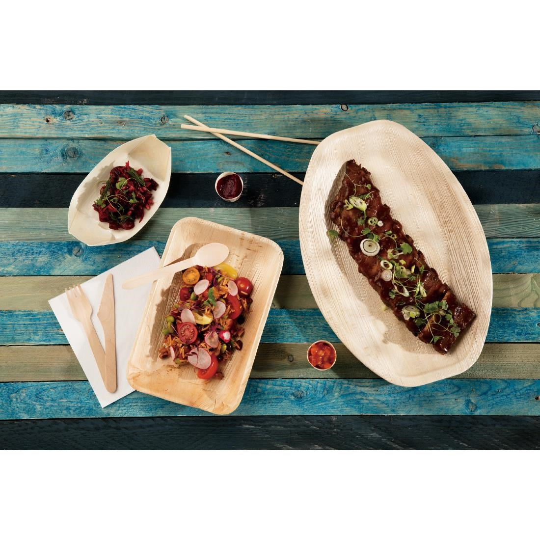 Fiesta Compostable Wooden Sushi Boats Medium 190mm (100 Pack)