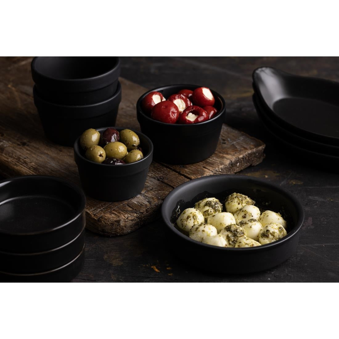 Olympia Mediterranean Ramekins Black 95mm (6 Pack)