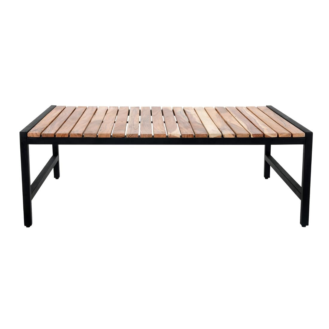 Bolero Steel and Acacia Low Coffee Table 1200x800mm