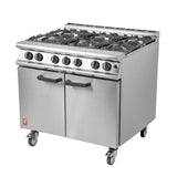 Falcon 6 Burner Dominator Plus Oven Range G3101 Propane Gas with Castors