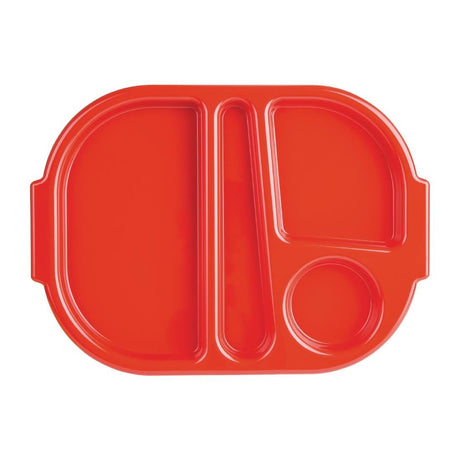 Olympia Kristallon Small Polypropylene Compartment Food Trays Red 321mm